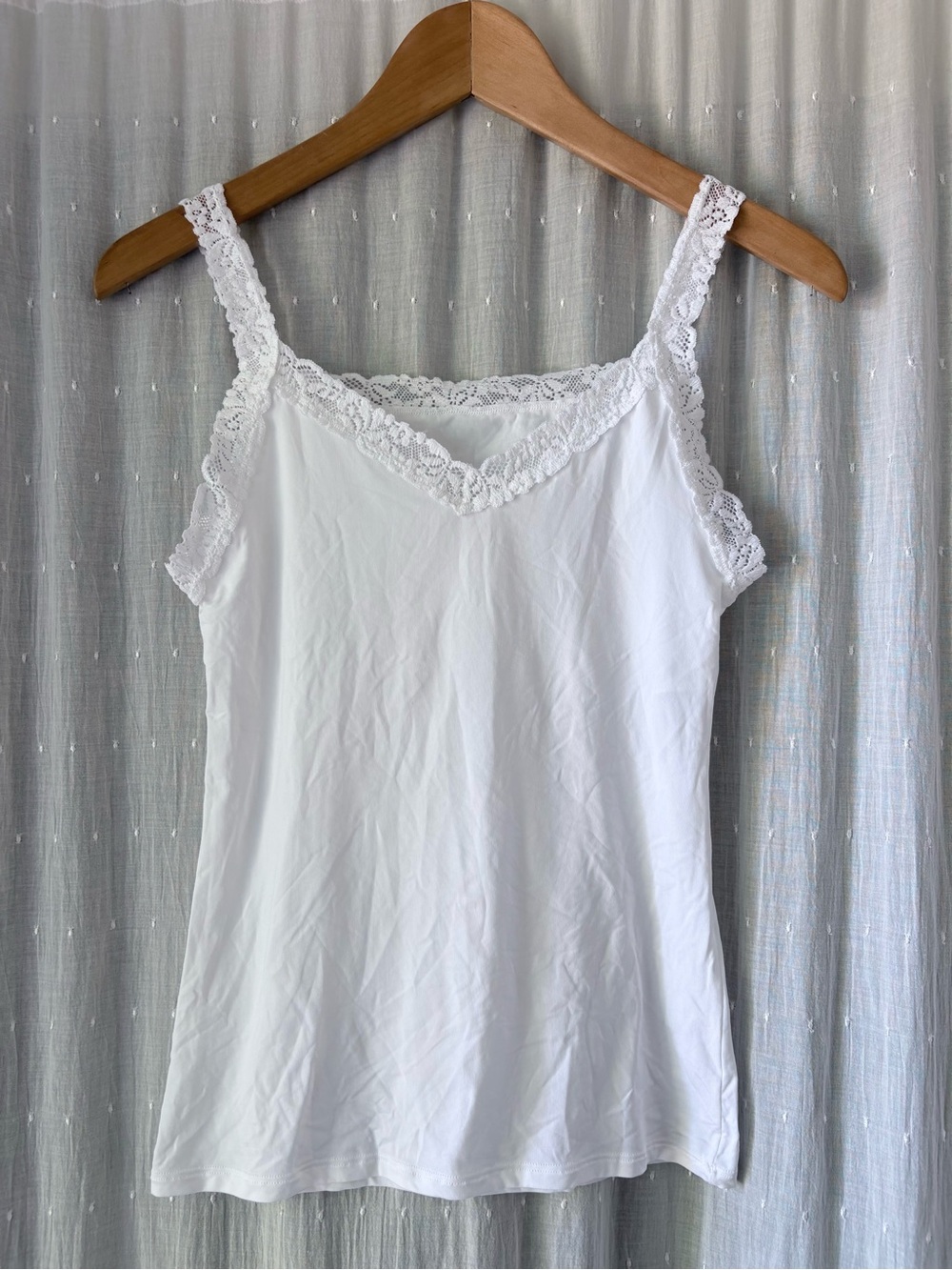 Vanity Fair White Lace-Trim Camisole